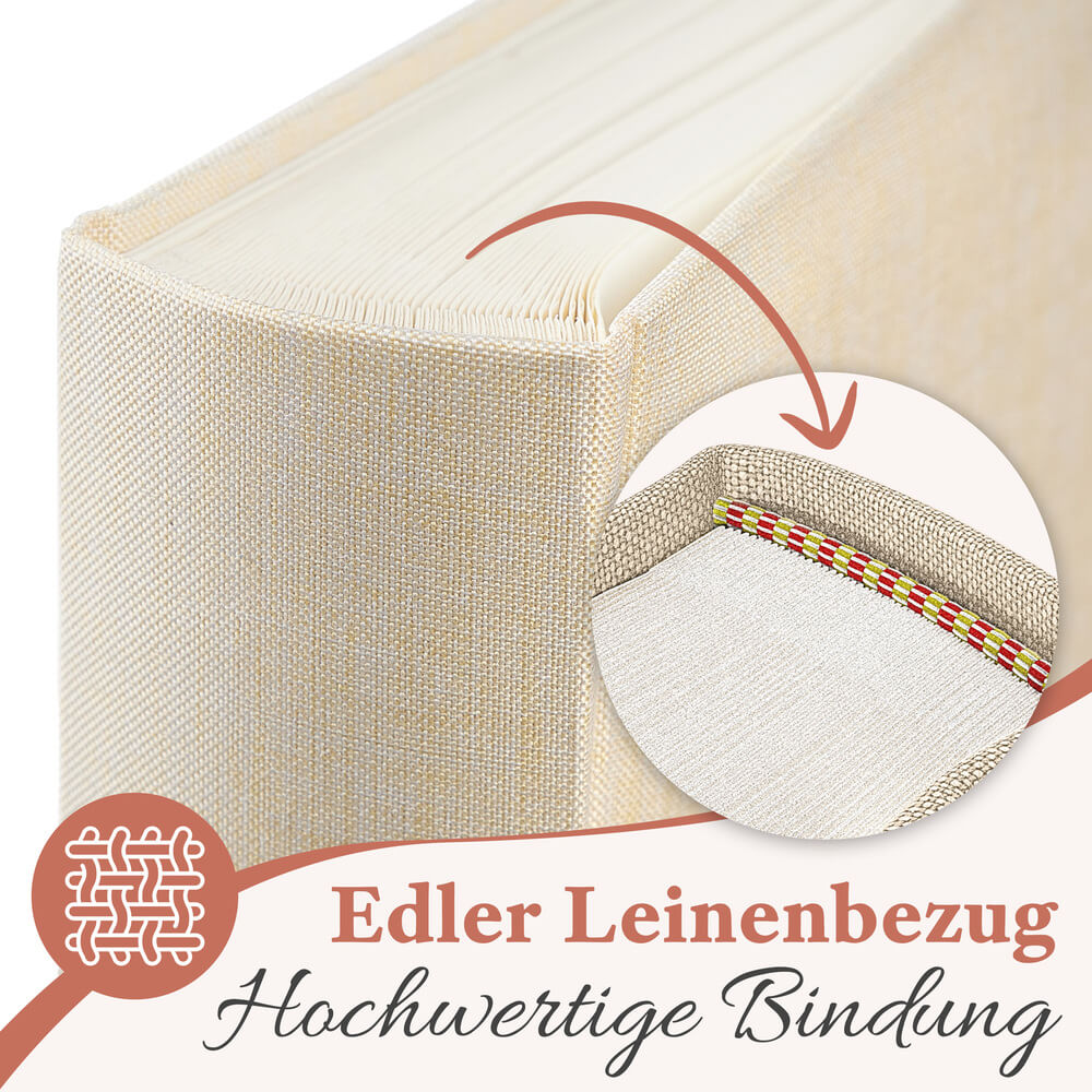 grosses hochwertiges beiges fotoalbum von zeitloos mit edlem leinenbezug
