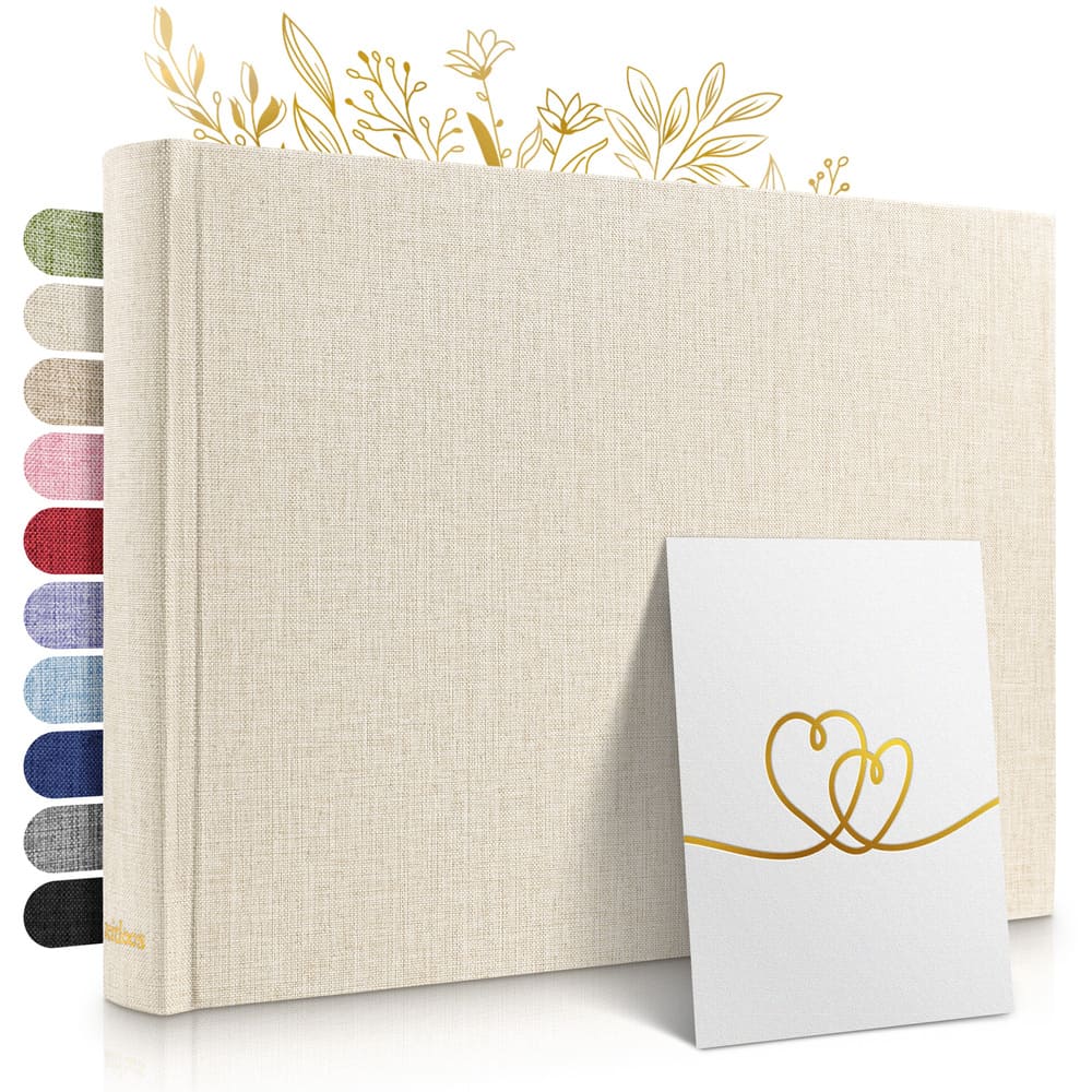 kleines beiges zeitloos fotoalbum als hochwertiges geschenk mit leineneinband