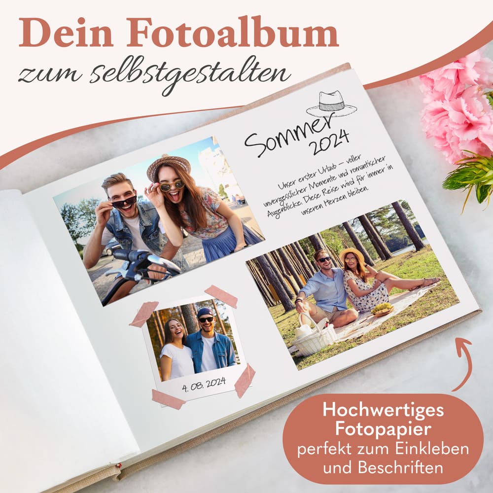 modernes kleines zeitloos fotoalbum in gold zum selbstgestalten mit hochwertigem fotopapier
