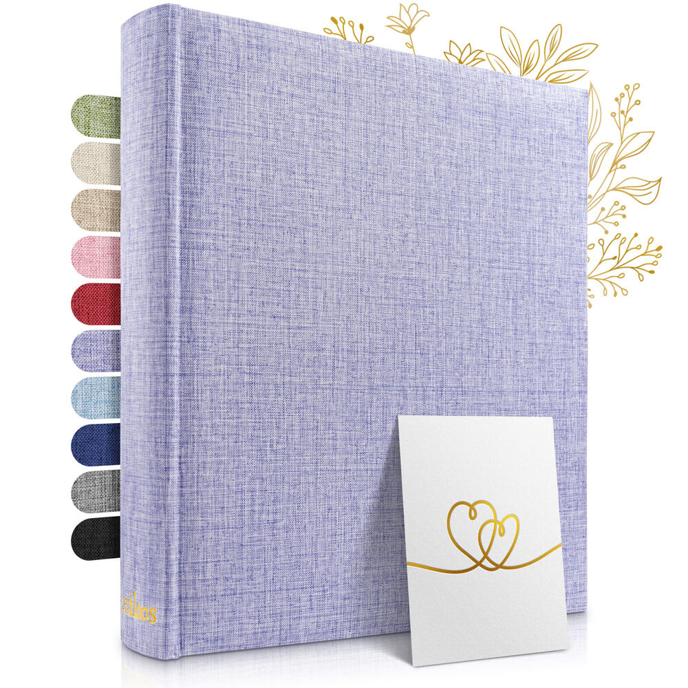 grosses lilanes zeitloos fotoalbum als hochwertiges geschenk mit leineneinband