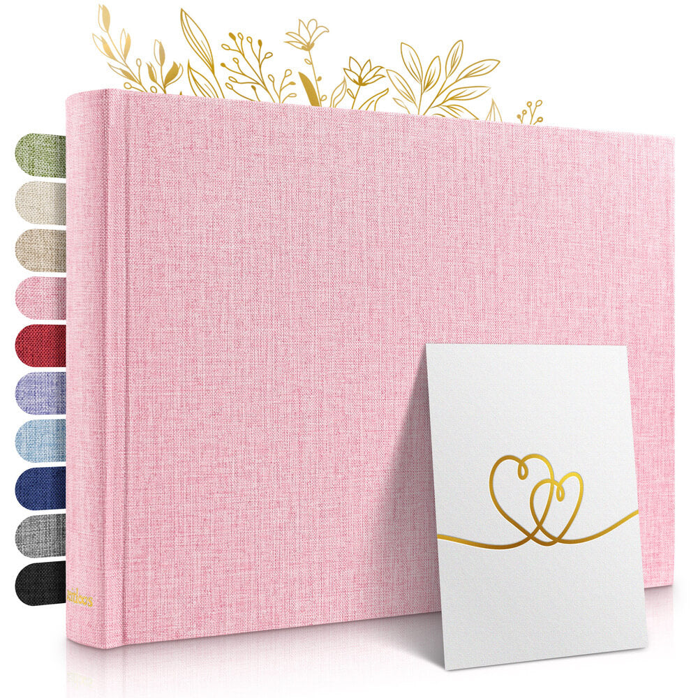 kleines pinkes zeitloos fotoalbum als hochwertiges geschenk mit leineneinband