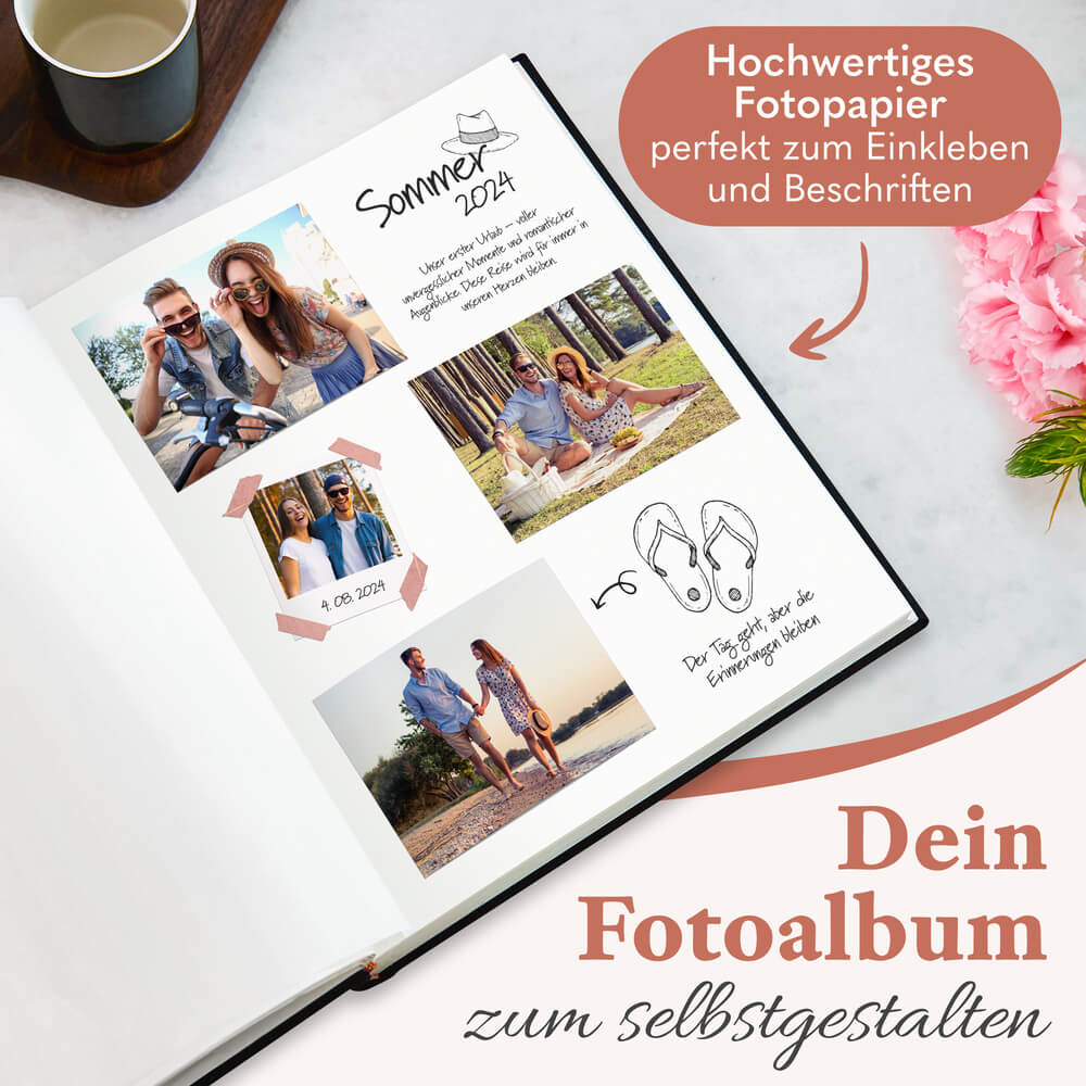 modernes grosses zeitloos fotoalbum in schwarz zum selbstgestalten mit hochwertigem fotopapier